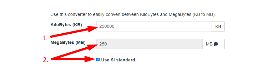 KB to MB Converter Step 2